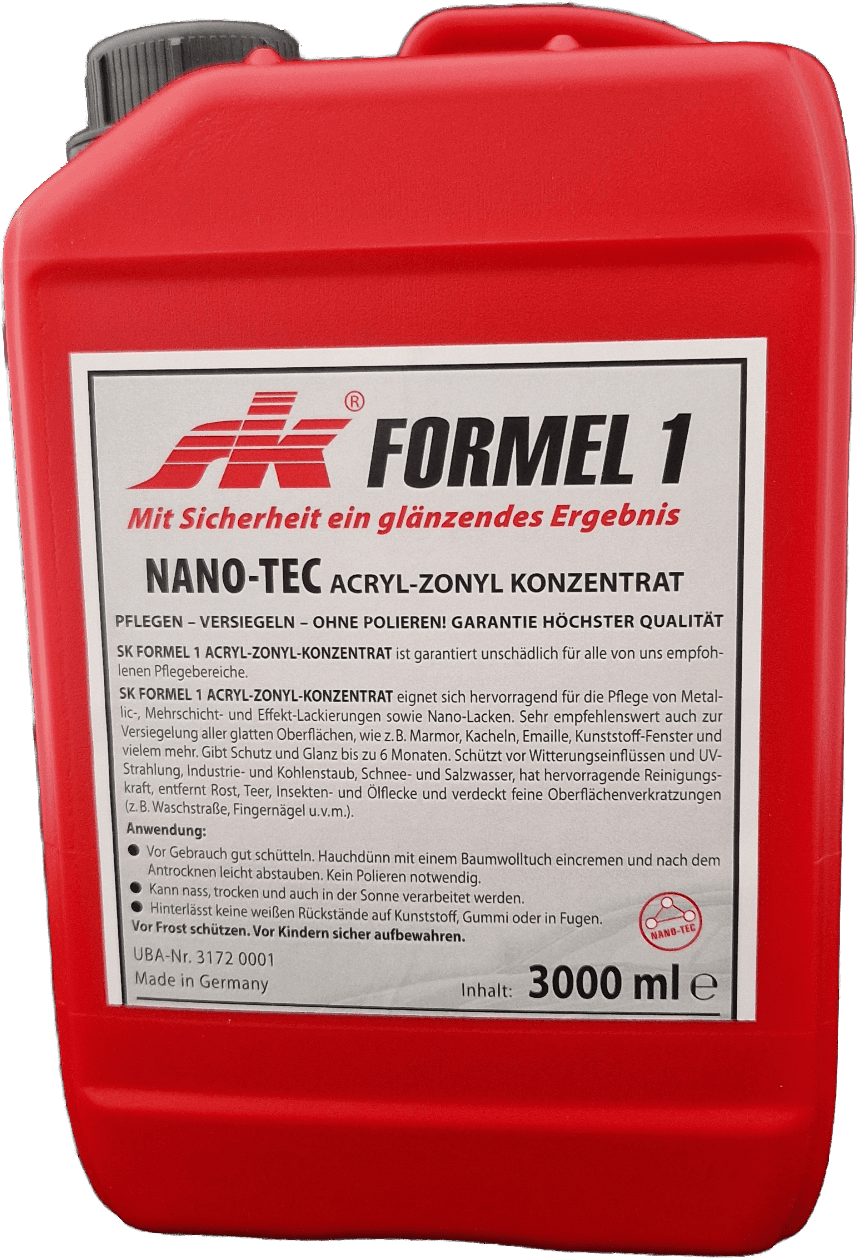 PORZELACK SK Formel 1 Produktetikett mit Anwendungshinweisen