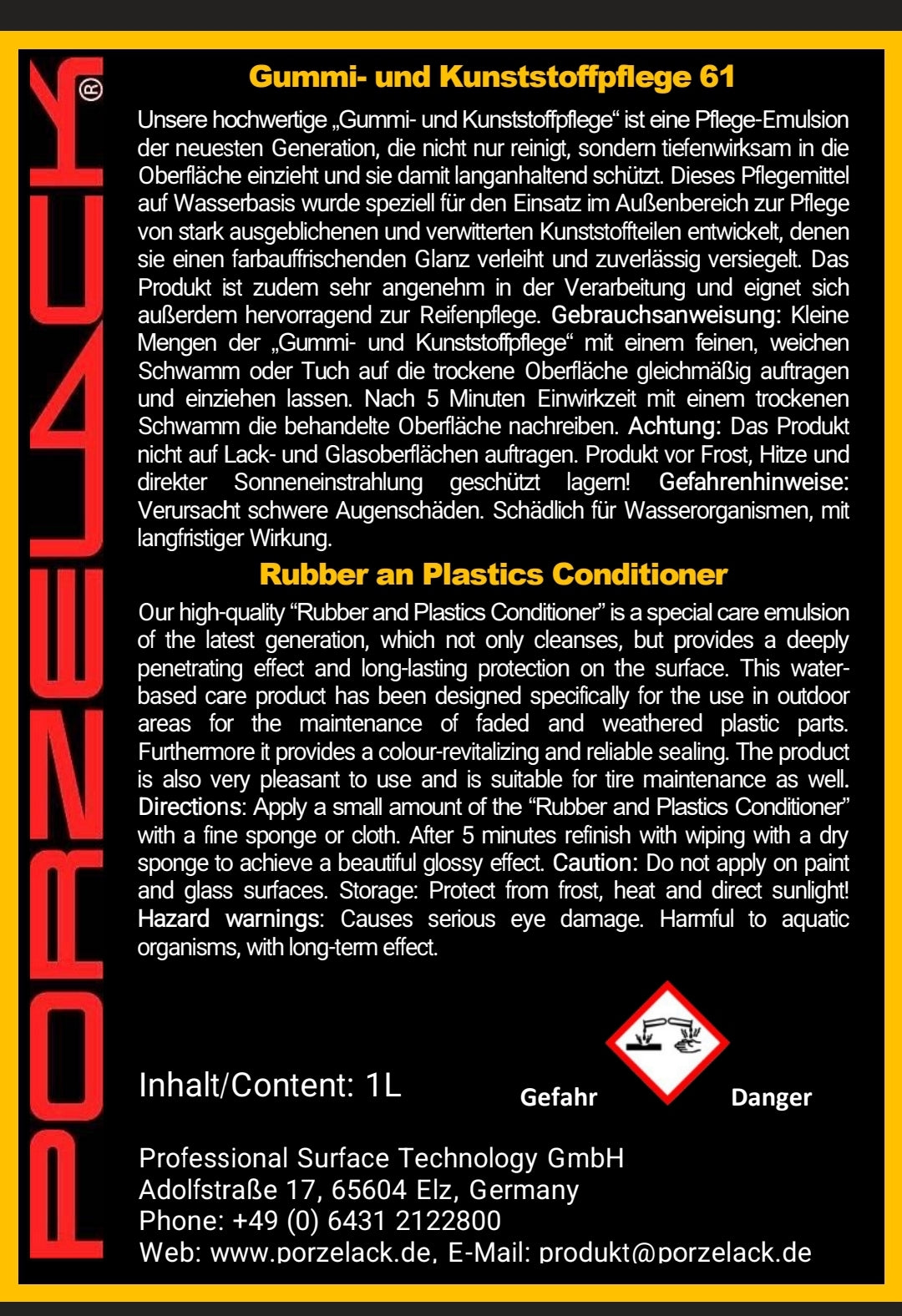 Gummi- und Kunststoffpflege 61