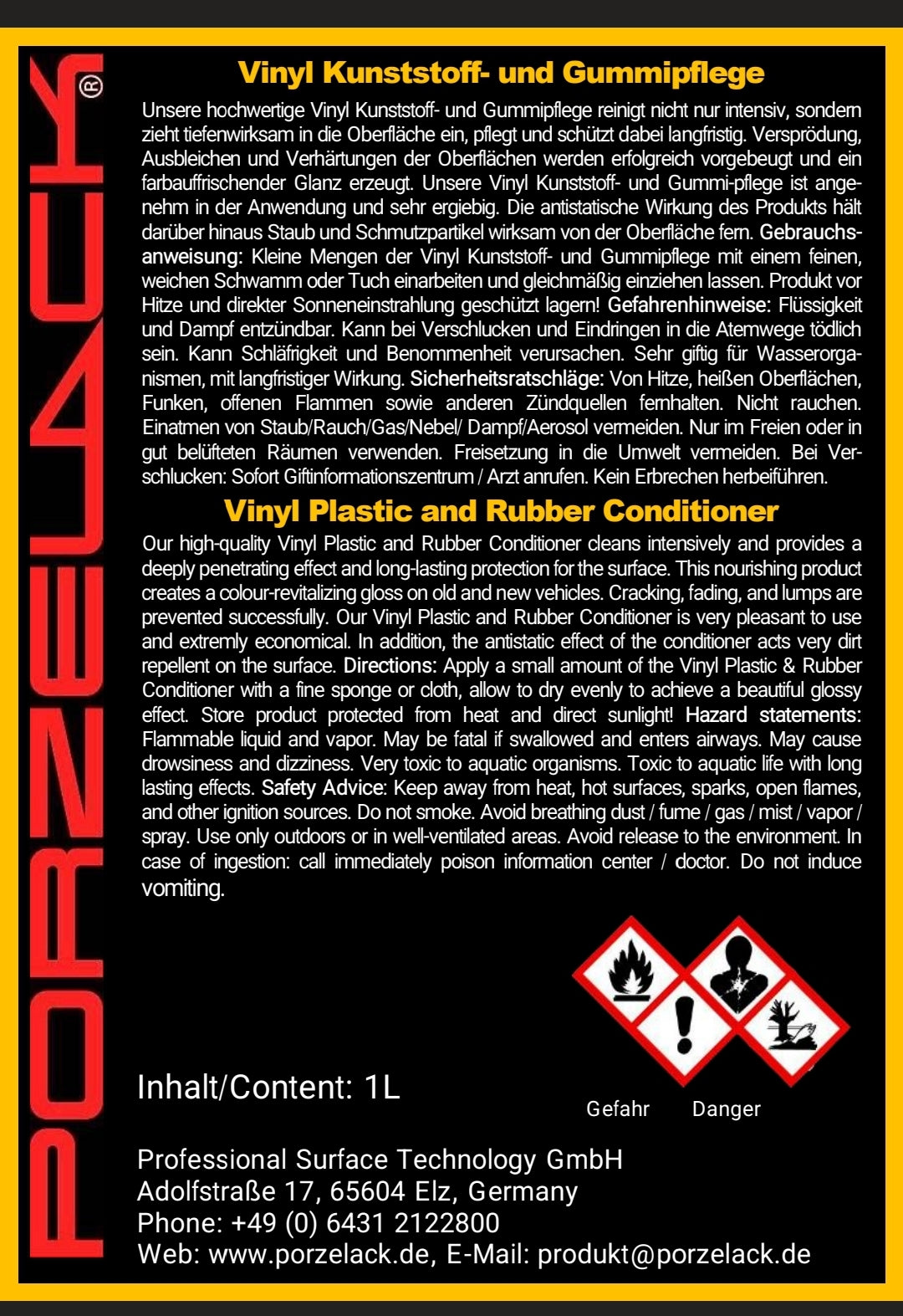 Vinyl Kunststoff- und Gummipflege