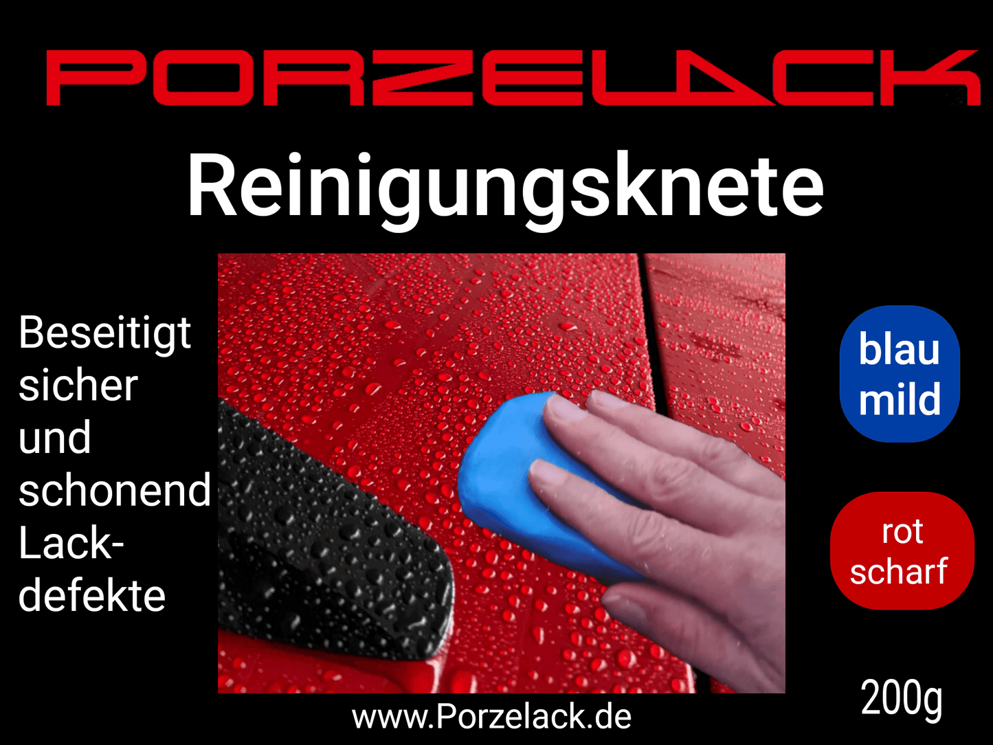 PORZELACK Reinigungsknete Rot zur Entfernung von Flugrost und Bremsstaub