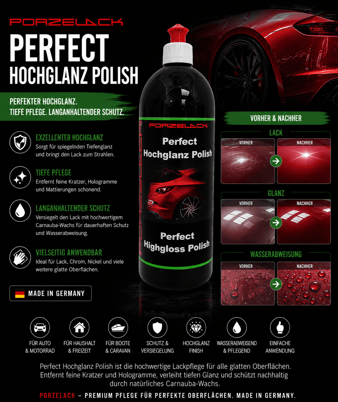 Perfect Hochglanz Politur zur Beseitigung feiner Kratzer und für Hochglanzfinish