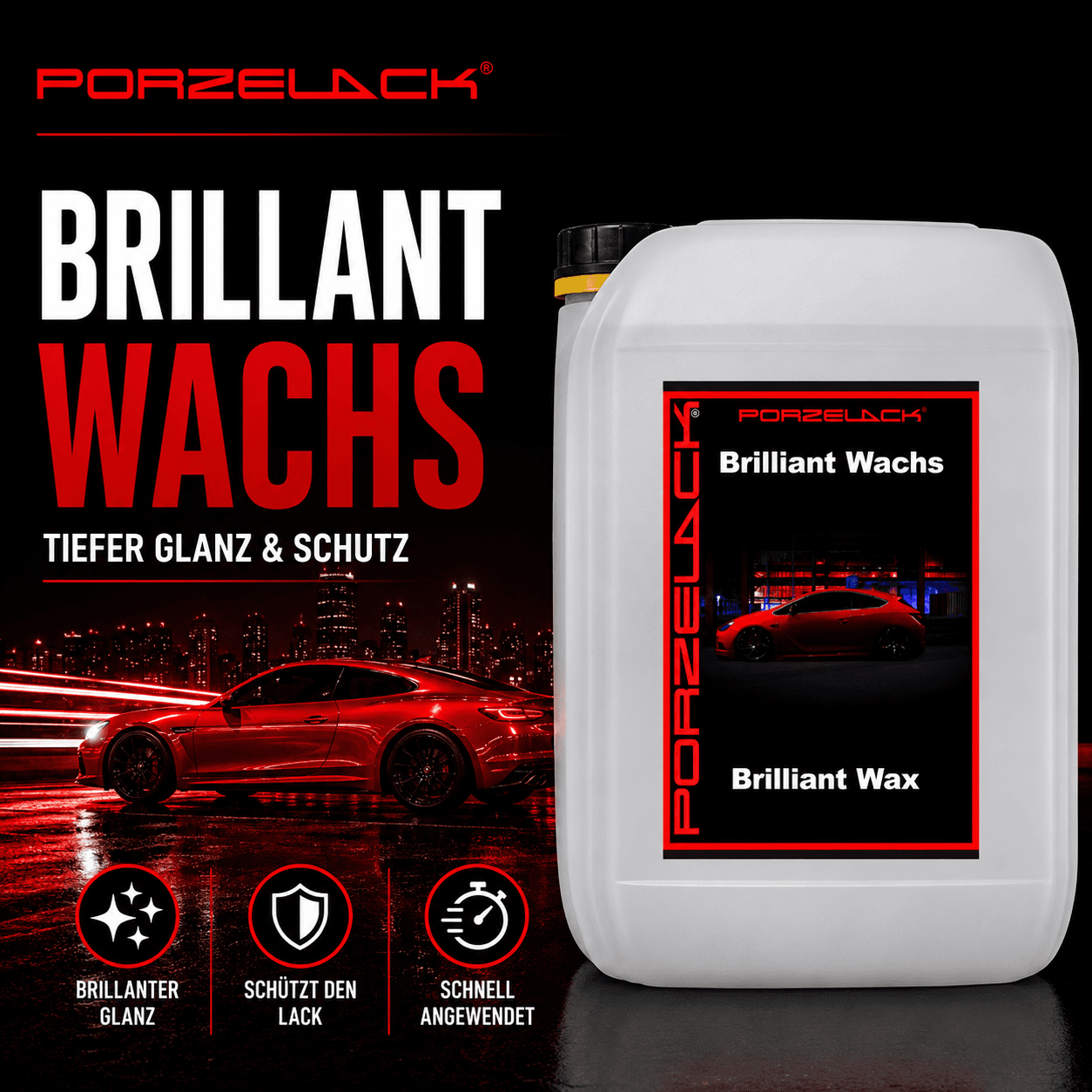 PORZELACK Brilliant Wachs mit hochwertiger Lackversiegelung für Fahrzeuglacke