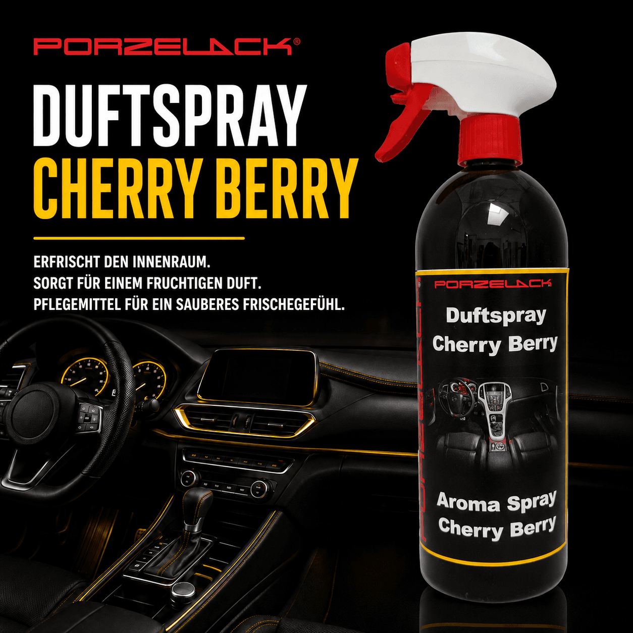 PORZELACK Duftspray Cherry Berry für Autopflege und Fahrzeugpflege