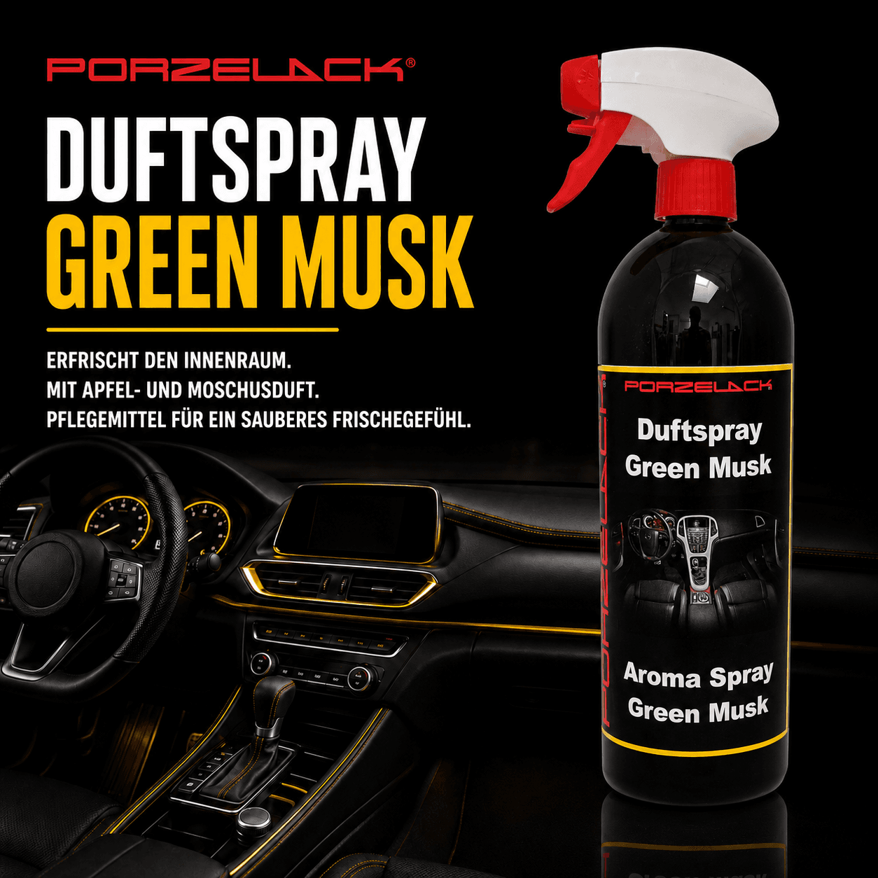 PORZELACK Duftspray Green Musk für Autopflege und Fahrzeugpflege