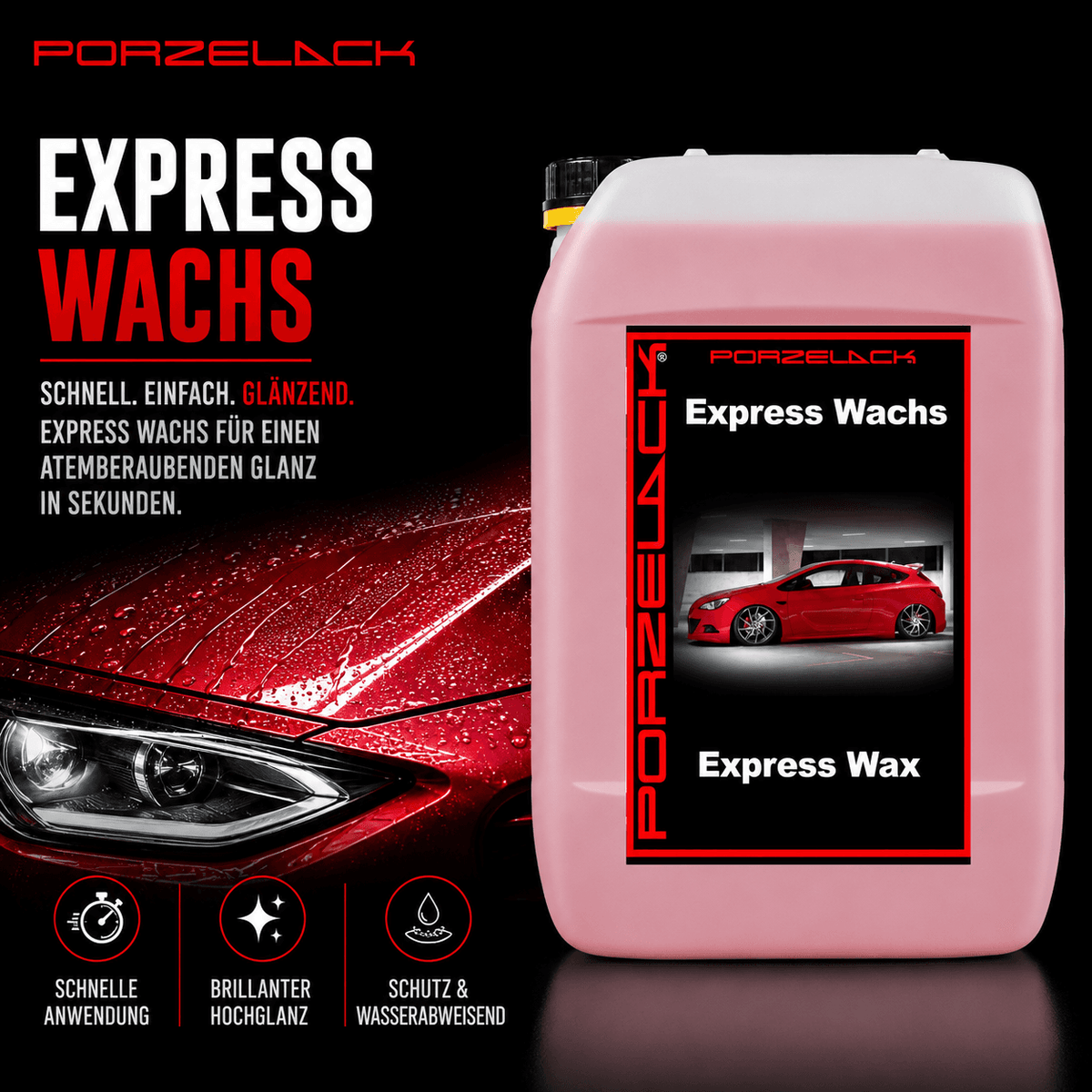 PORZELACK Express Wachs mit Carnauba- und Montanwachs für Fahrzeuglacke