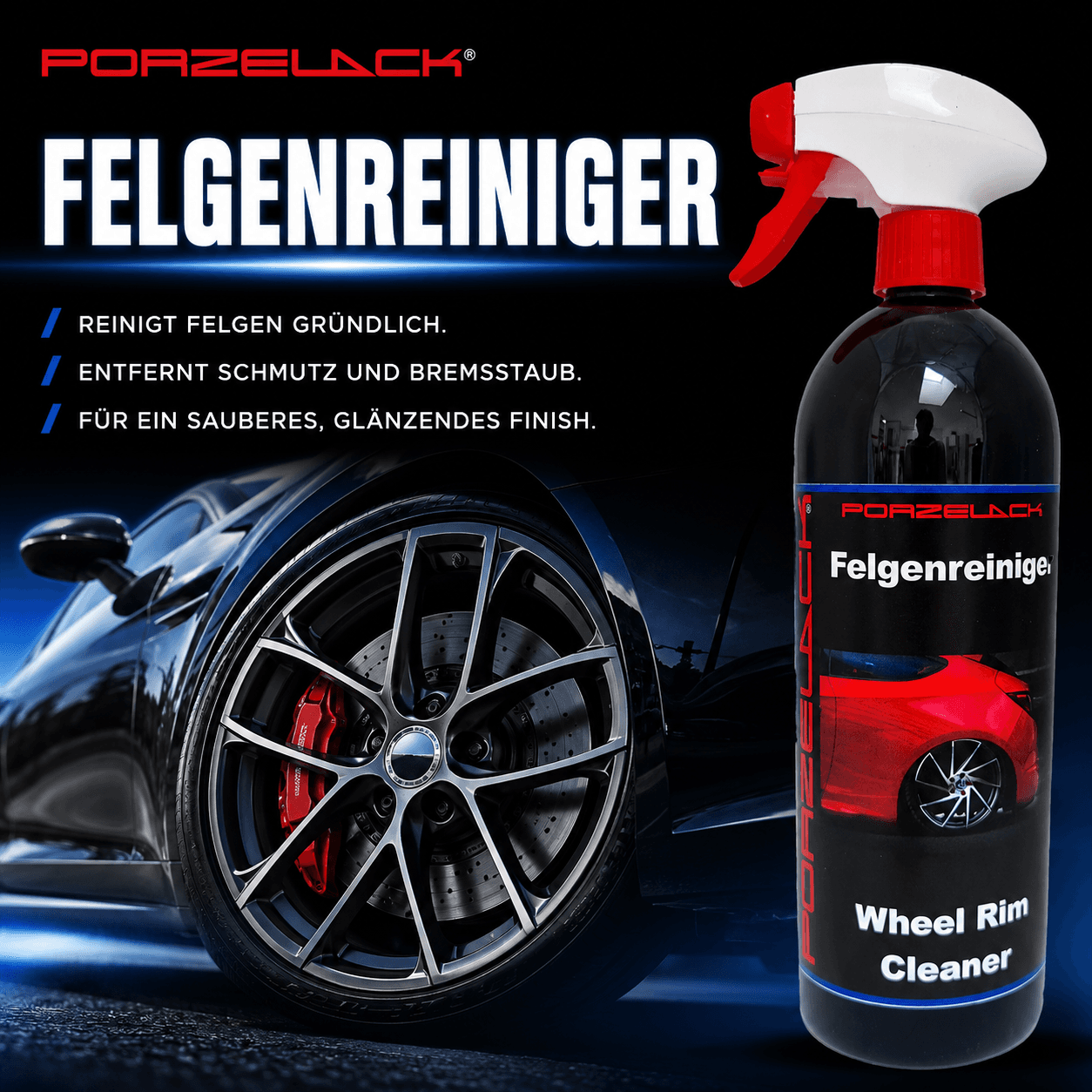 PORZELACK Felgenreiniger für gründliche Felgenreinigung und Autopflege