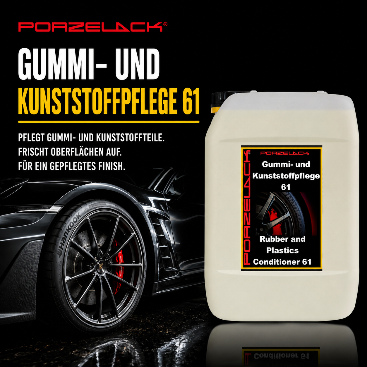 PORZELACK Gummi- & Kunststoffpflege 61 für Kunststoff, Gummi und Reifenpflege