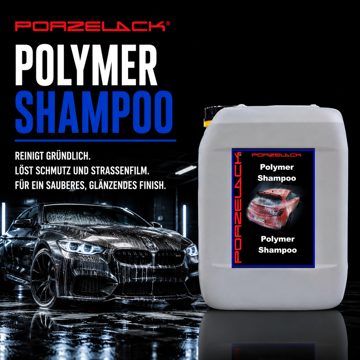 PORZELACK Polymer Shampoo mit Polymer-Wachs für Glanz und Lackschutz