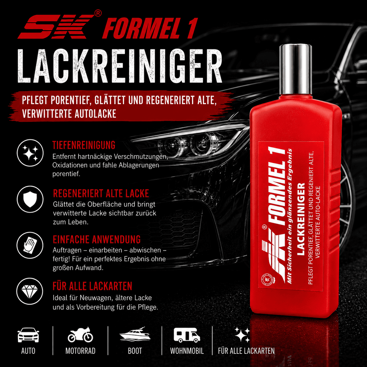 PORZELACK SK Formel 1 Lackreiniger zur porentiefen Reinigung und Lackvorbereitung