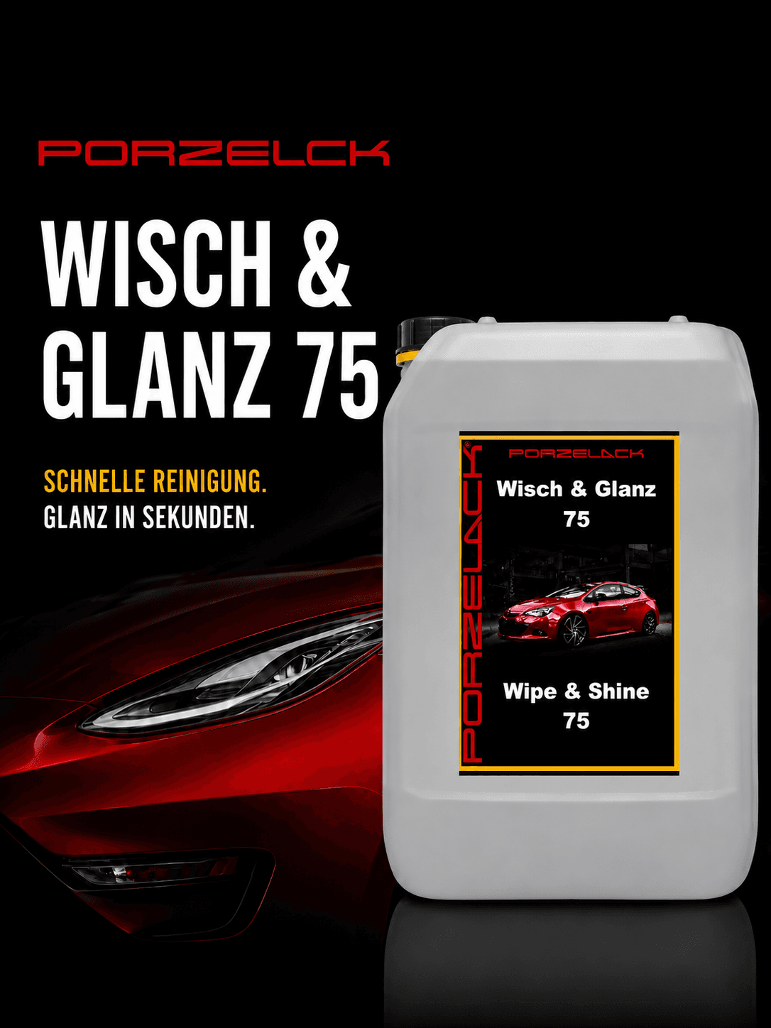 PORZELACK Wisch & Glanz 75 zur schonenden Fahrzeugreinigung ohne Wasser