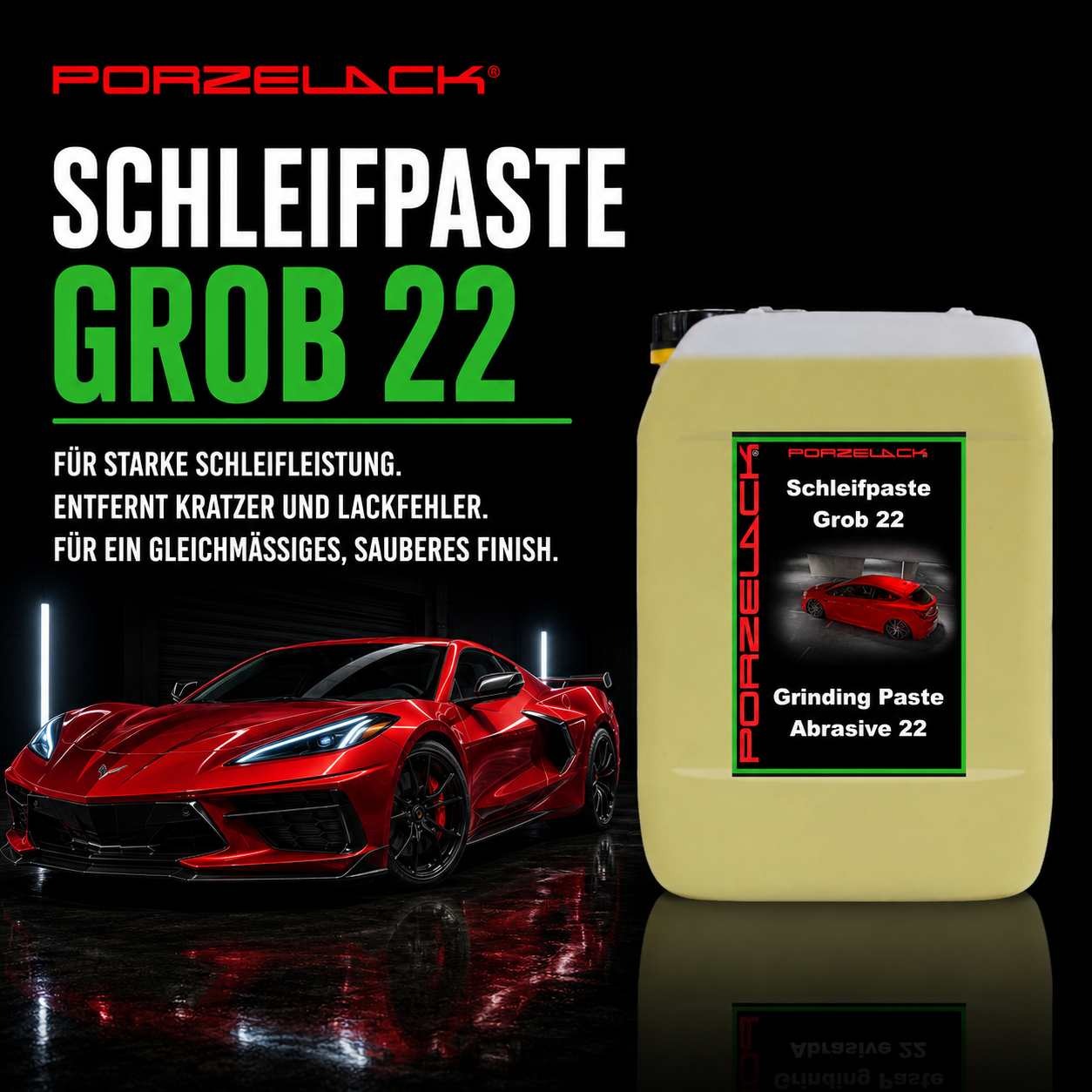 PORZELACK Schleifpaste Grob 22 Polierpaste für tiefe Kratzer und verwitterte Lacke
